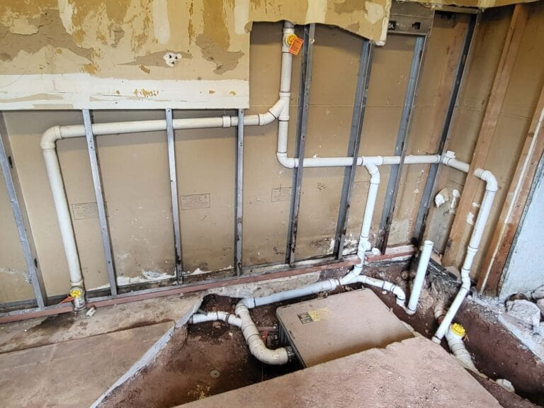Gallery | Imperial Plumbing LLC Basement drain rough-in during a remodel