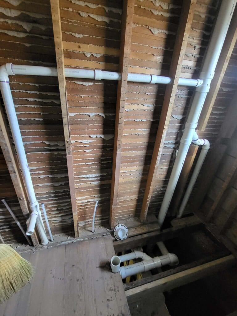 Gallery | Imperial Plumbing LLC PVC drain and copper supply rough-in in a framed wall